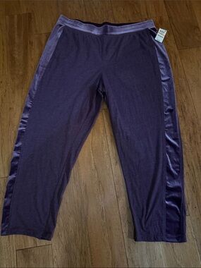 Alfani Plum Velvet-Trim Joggers